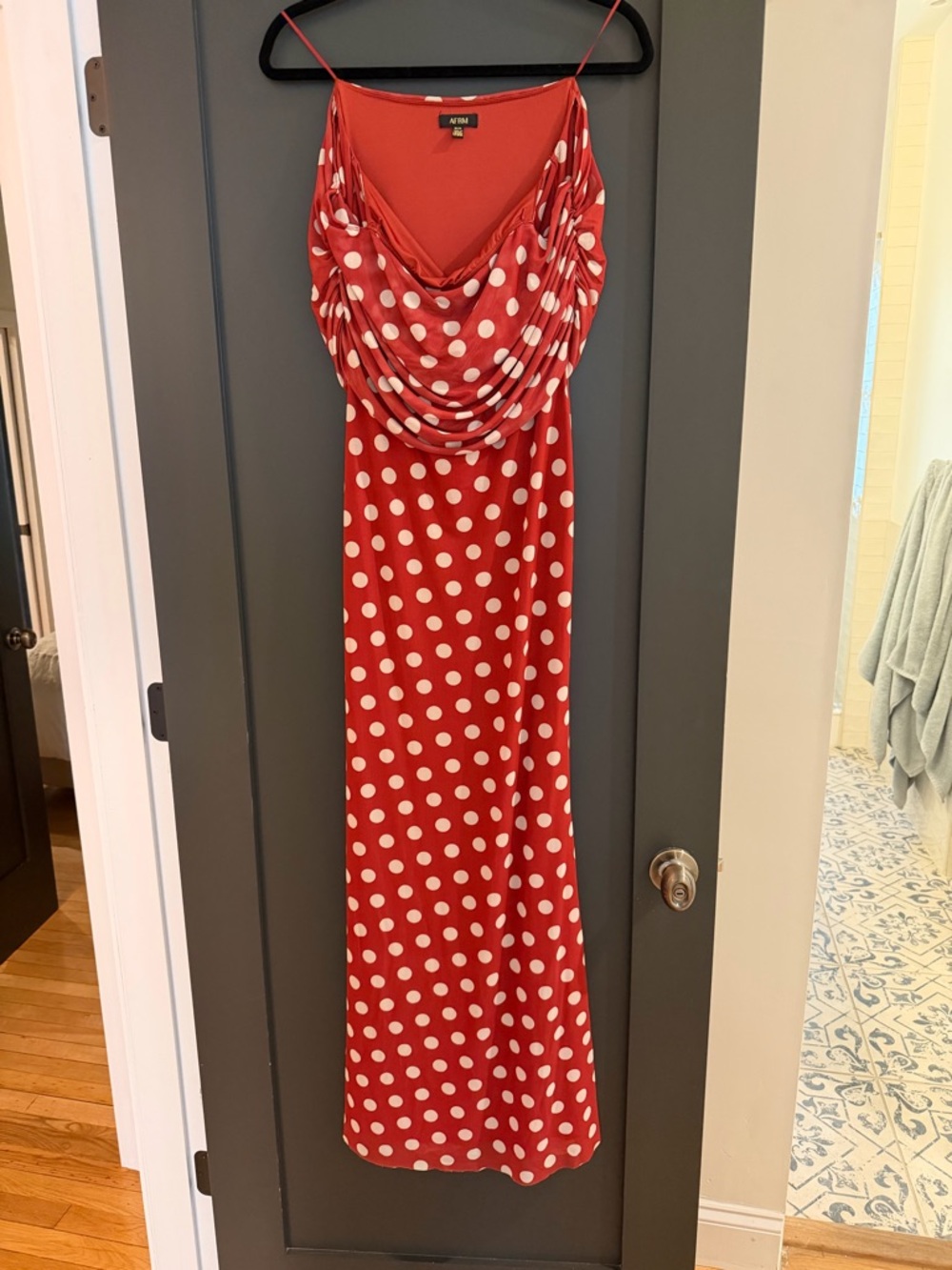 Shopbop AFRM Red and White Polka Dot Strapless Maxi Dress - Picture 5 of 6